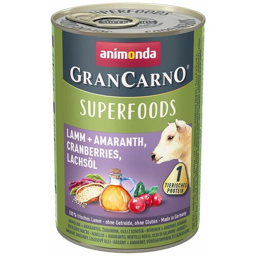 Animonda grancarno superfood pas jagnjetina + amarant, brusnica i lososovo ulje 400g Slike
