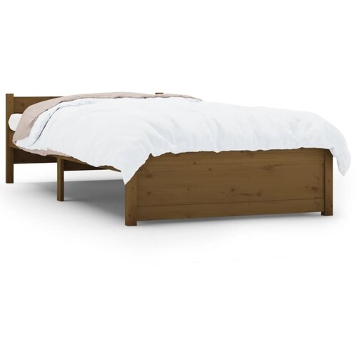 Maison Chic Posteljni okvir - Enojna postelja - Postelja za odrasle medeno rjav iz trdnega lesa 75x190 cm-J14740, (21761160) Slike