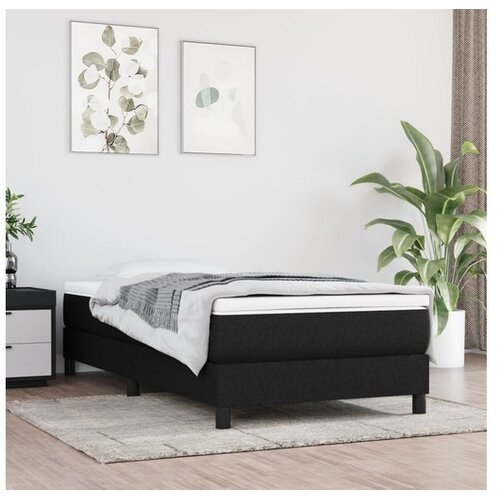  Box spring postelja z vzmetnico črna 100x200 cm blago Cene