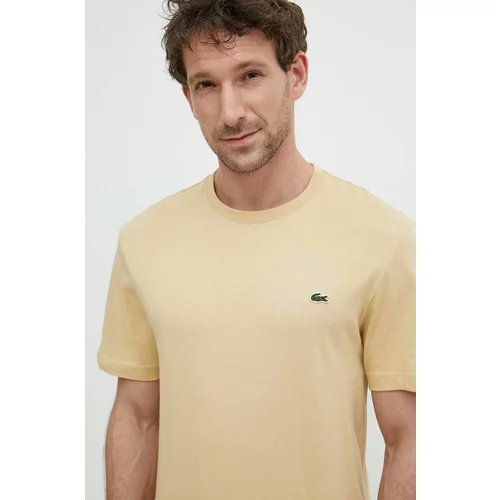 Lacoste Bombažna kratka majica bež barva