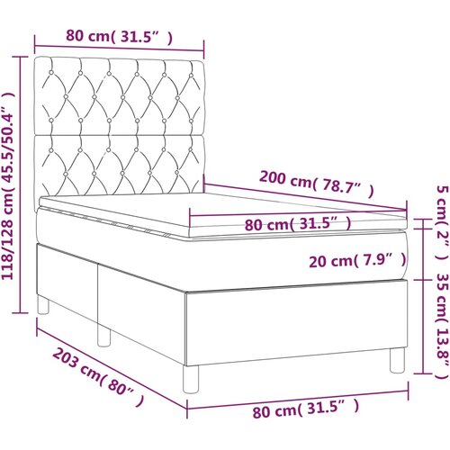  Krevet box spring s madracem LED plavi 80 x 200 cm od tkanine Slike