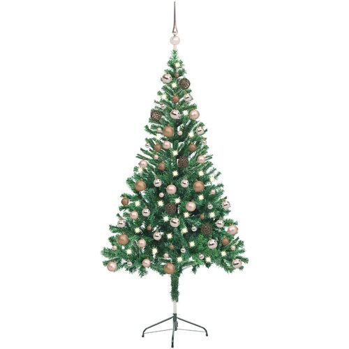  Umjetno osvijetljeno božićno drvce s kuglicama 150 cm 380 grana Cene