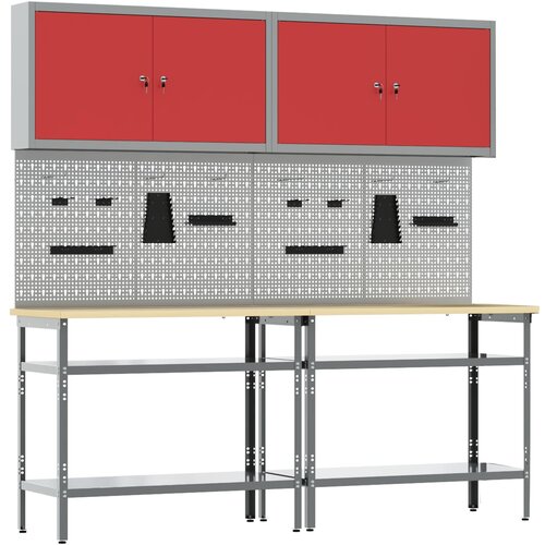  Set radnog stola 8 kom. Crvena i siva Čelik s prahom premazan Cijene