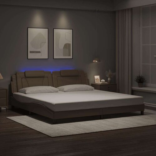  Okvir kreveta LED boja cappuccina 200 x 200 cm umjetna koža Slike