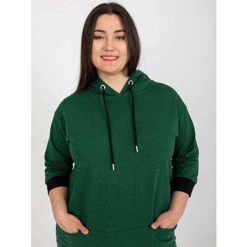Fashion Hunters Dark green plus size hoodie Cene