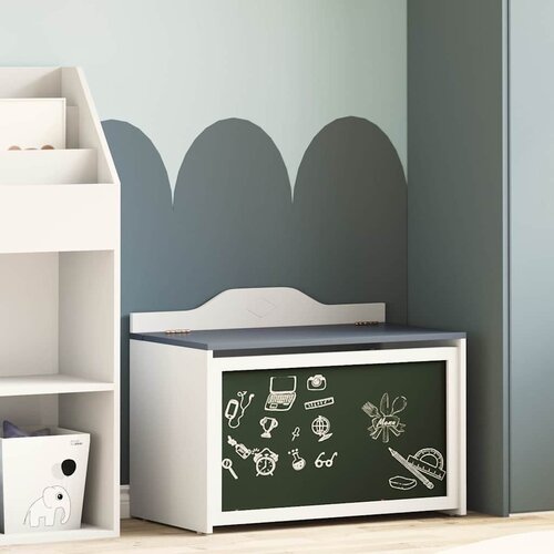 VidaXL &amp;Scaron;katla za igrače Sivo in belo 73 x 33 x 55 cm Konstruiran les Slike