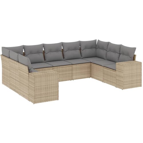 vidaXL 9-dijelni set vrtnih sofa s jastucima bež od poliratana Cijene