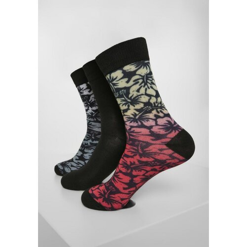 Urban Classics flower socks 3-Pack black/grey/red Slike