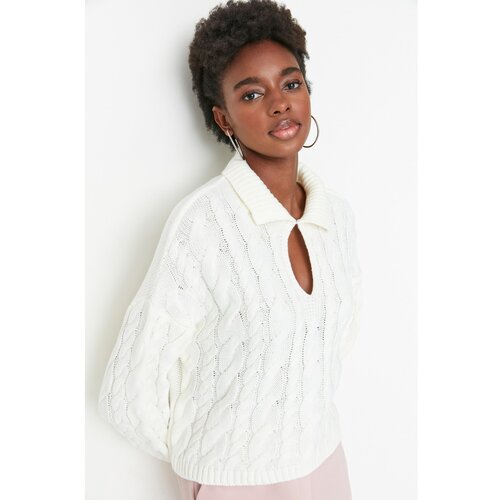 Trendyol Ecru Knitted Detailed Knitwear Sweater Cene