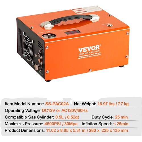 SucceBuy PCP zračni kompresor, 4500PSI največji tlak, hitro napolnitev v 25 minutah, siva, (5000159120) Cene
