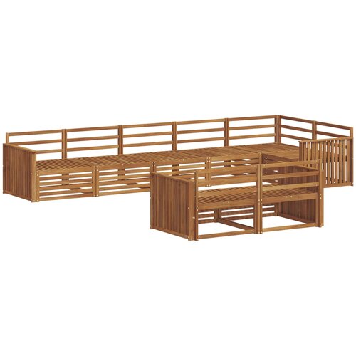  Set vanjskih sofa 8 kom. Prirodna Čvrsto drvo akacije Smeđa 406 x 168,5 x 73 cm Slike