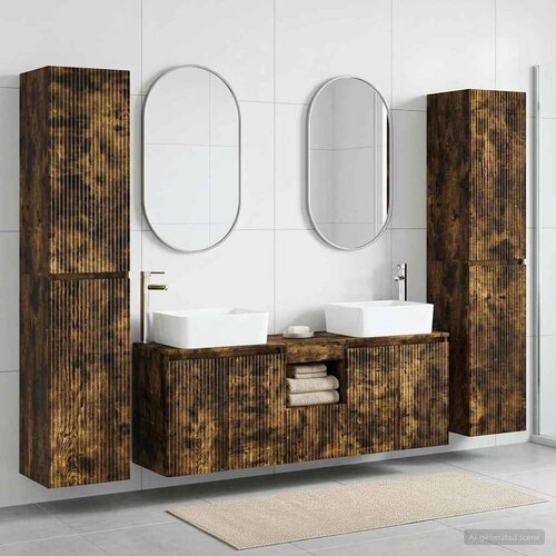  Set namje&scaron;taja za kupaonicu 5 kom. Dimljeni hrast Smeđa 33 x 34.5 x 160 cm Cijene