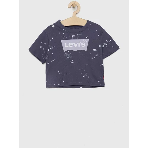 Levi's Otroška bombažna kratka majica mornarsko modra barva