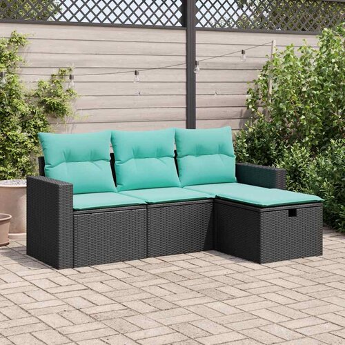 vidaXL 4-dijelni set vrtnih sofa od poliratana s jastucima crni Cijene