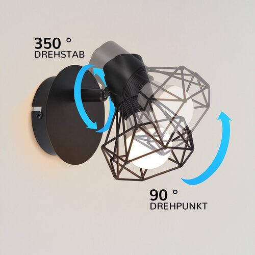 Nettlife Retro Črne Stropne Svetilke, E14 Nastavljiva Vintage, 1 Plamen, 350°, Maks. 40W, (22110717) Cene