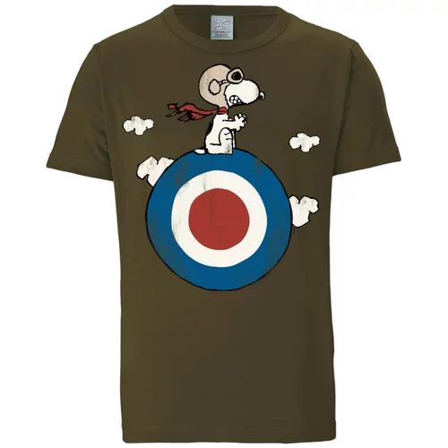 LOGOSHIRT Majica 'Peanuts - Snoopy Pilot' plava / maslinasta / crvena / bijela
