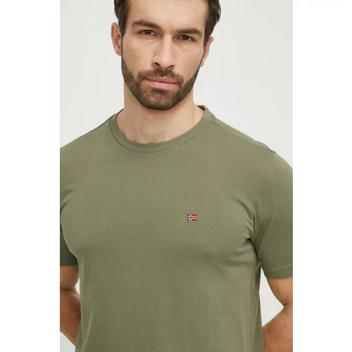 Napapijri Bombažna kratka majica moški, zelena barva