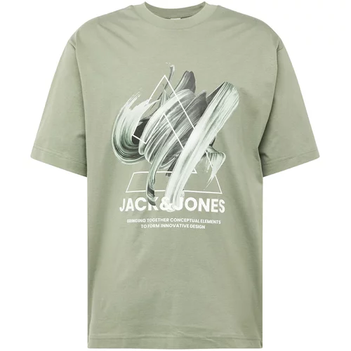 Jack & Jones Majica 'TINT' oliva / meta / črna / bela