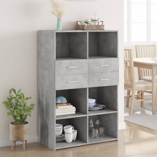  Visoka komoda siva boja betona 80x42,5x124 cm konstruirano drvo Cene
