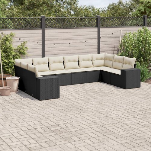  10-dijelni set vrtnih sofa s jastucima crni od poliratana Crna 83 x 62 x 69 cm Cene