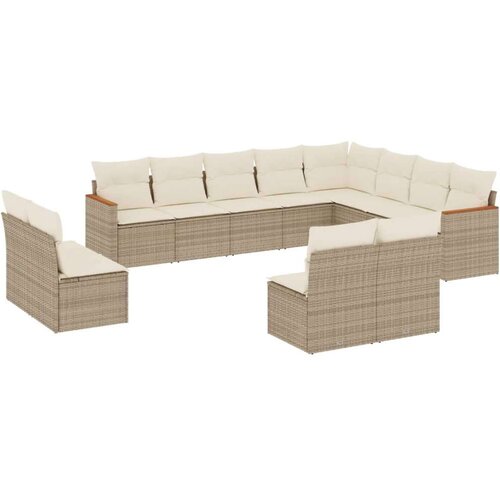 vidaXL 12-dijelni set vrtnih sofa od poliratana s jastucima bež Cijene