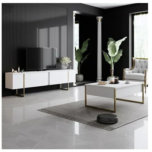 HANAH HOME Luxe Set - White, Gold garnitura pohištva za dnevno sobo, (20865175)