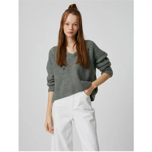 Koton Sweater - Khaki - Relaxed fit