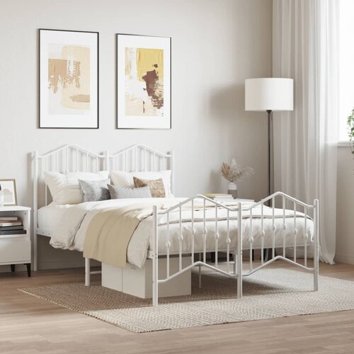 vidaXL Metalni okvir kreveta uzglavlje i podnožje bijeli 120x190 cm Cijene