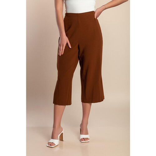 Fenzy Plus Size Kapri Hlače, Rjave Cene