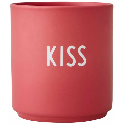 Design Letters Rdeča porcelanasta skodelica Kiss, 300 ml