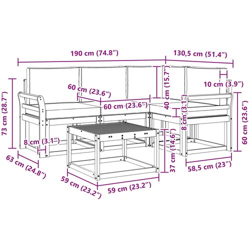 Set vanjskih sofa 5 kom. Prirodna i krem Slike