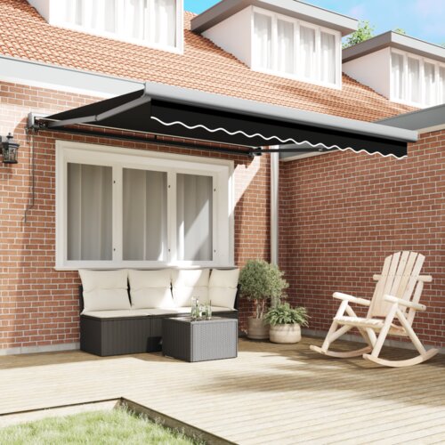 vidaXL Avtomatska retraktibilna tenda črna 350x250 cm, Tenda za zamenjavo tkanine za okvir 3,5x2,5 m črna Cene