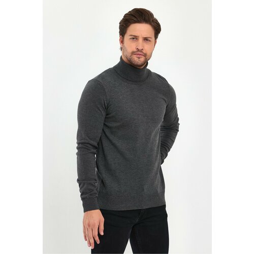 Lafaba Men's Anthracite Turtleneck Basic Knitwear Sweater Slike