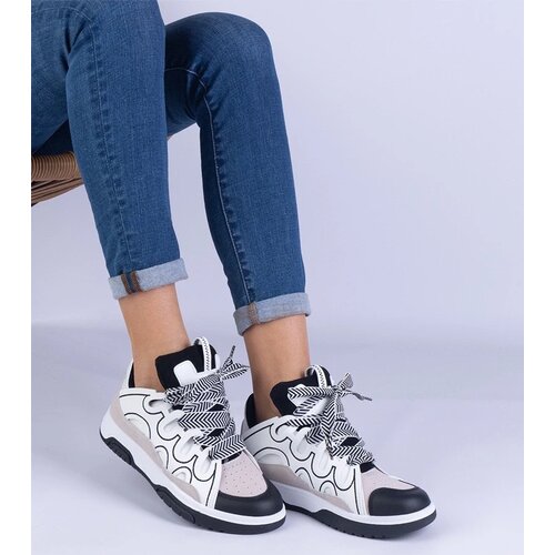 D/CEO marka niezdefiniowana Black women's sneakers with decorative laces Grejs Cijene