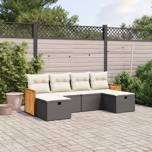 vidaXL 6-dijelni set vrtnih sofa s jastucima crni od poliratana Cijene