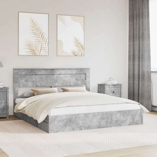  Krevet s od storage s uzglavljem Betonski sivi 200 x 200 cm Cijene