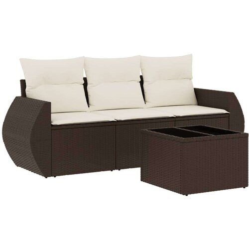 vidaXL 4-dijelni set vrtnih sofa od poliratana s jastucima smeđi Cijene