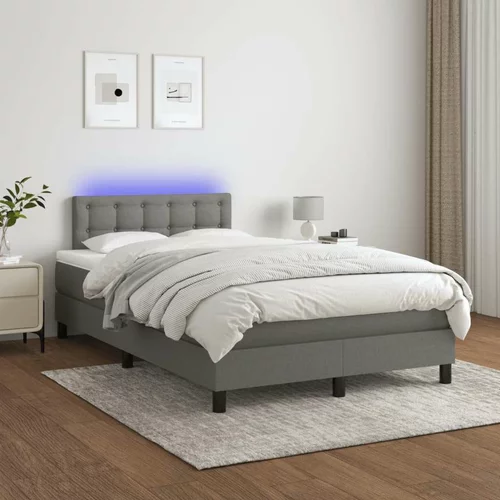  Box spring postelja z vzmetnico LED temno siva 120x200 cm blago, (20725345)