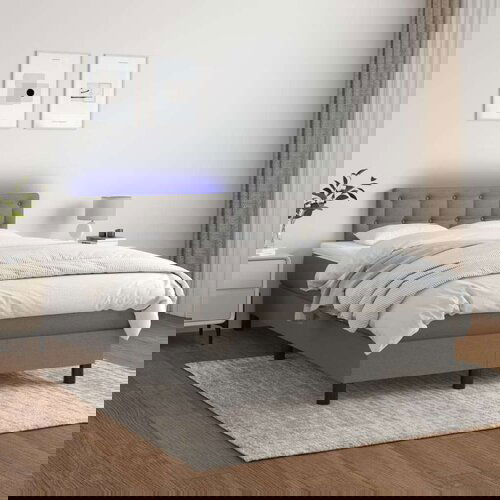  Krevet box spring s madracem LED tamnosivi 120 x 200 cm tkanina Cene