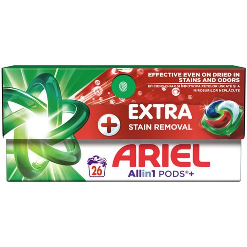 Ariel All-in-One PODS Extra + Stain Removal kapsule, 26kom Cene