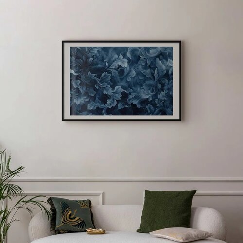  Plakat - Dense Dark Blue Abstract Ornaments 30x21 Crni okvir s margom Slike