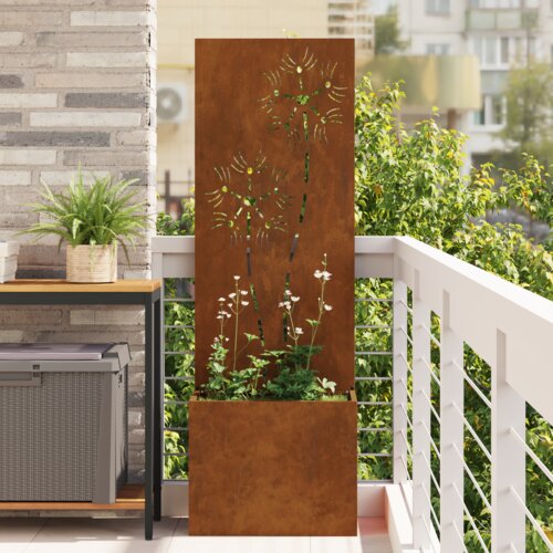 vidaXL Vrtni Sadič s Dekorativnom Pločom Rđa 50 x 140 cm Cijene