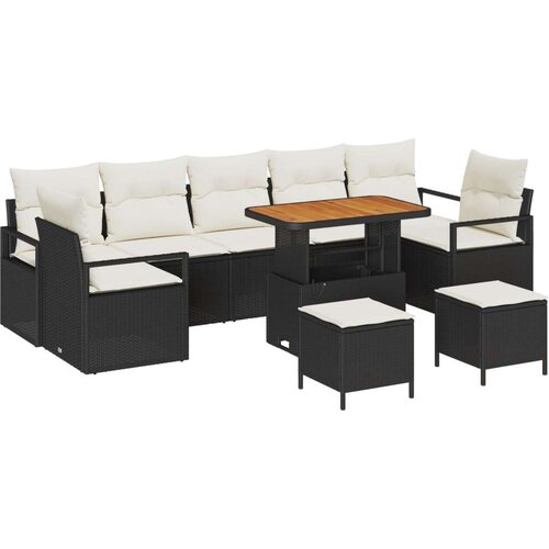  10-dijelni set vrtnih kauča s jastučićima crni poli ratan akacija  2-sjedalo vrtni kauč s skladištem i jastučićima crni poli rat Cijene