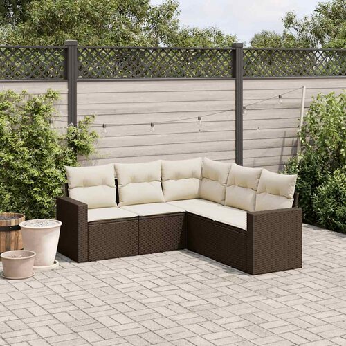  5-dijelni set vrtnih sofa s jastucima poliratan smeđi Cijene