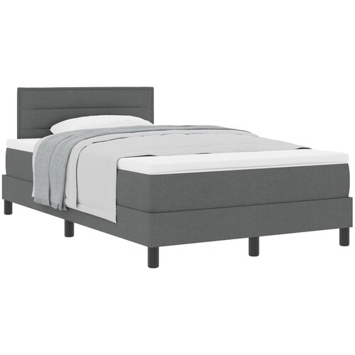 VidaXL Krevet s podnicom i madracem Tamno siva 120x190 cm Tkanina Slike