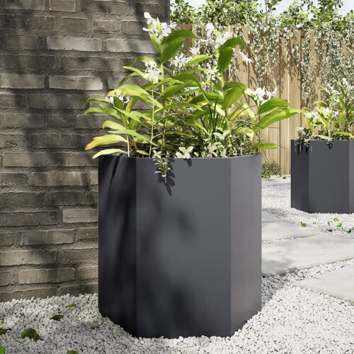 vidaXL Vrtna sadilica antracit šesterokutna 46x40x45 cm čelična Cijene
