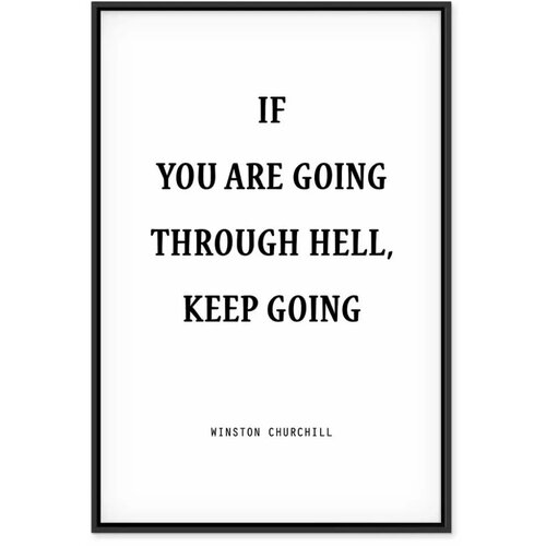  Slika - Power of Words (1-part) - Winston Churchill\&amp;#039;s Motivational Quote 60x90 U crnom drvenom okviru Slike