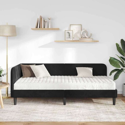  Kutni okvir kreveta s madracem Crna 100 x 200 cm Bar&amp;scaron;un Slike