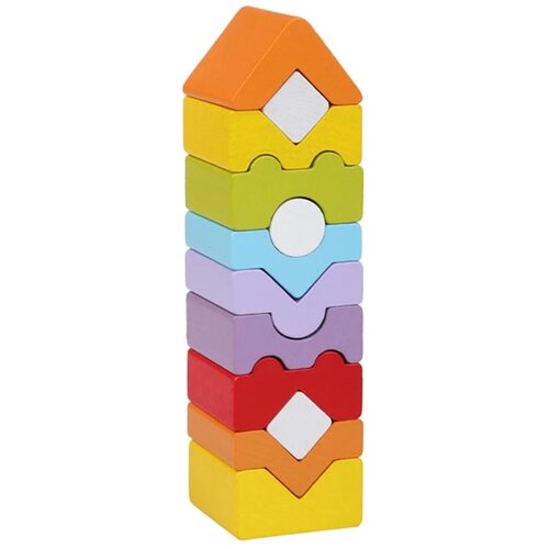 Cubika drvena igračka kula, 12 elemenata Slike