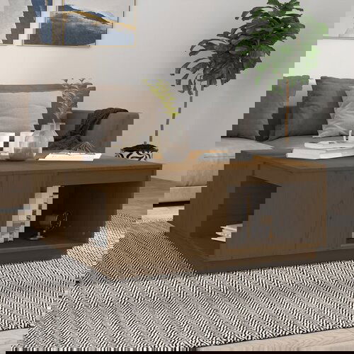 VidaXL Stolić za kavu boja meda 100 x 101 x 40,5 cm masivna borovina Slike